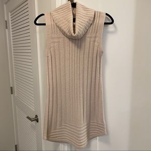 Tahari Sleeveless Cream Cowl Neck Sweater